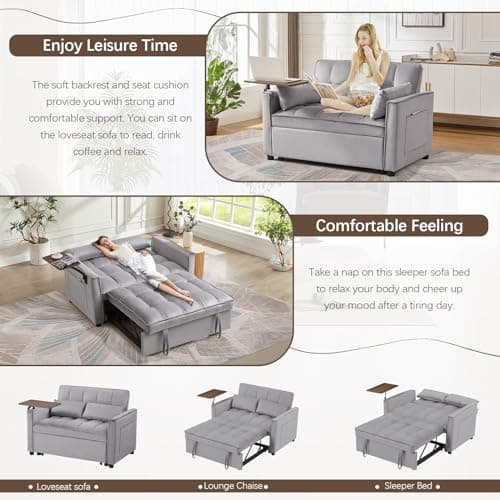 3 in 1 Velvet Sleeper Sofa Bed for Living Room, Apartment, Office, Small Space