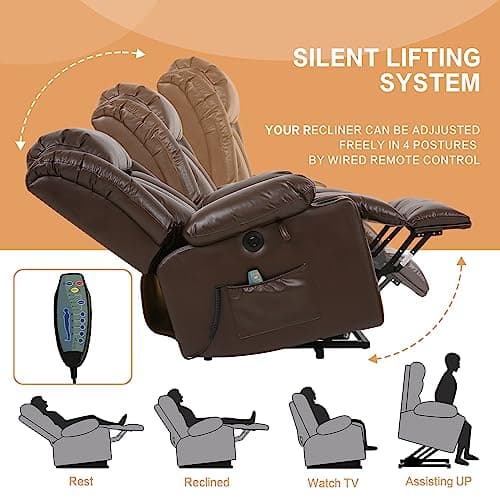 PARKOL Power Lift Recliner Chair with Massage & Heat (Brown)