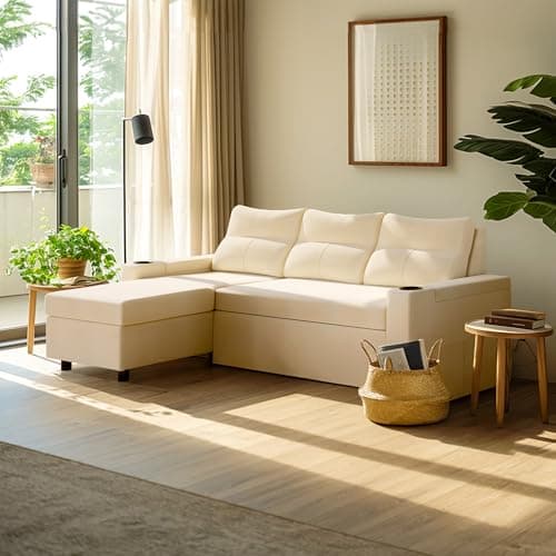 Pamapic Dark Gray L-Shaped Sleeper Sofa with Storage & Ergonomic Cushions