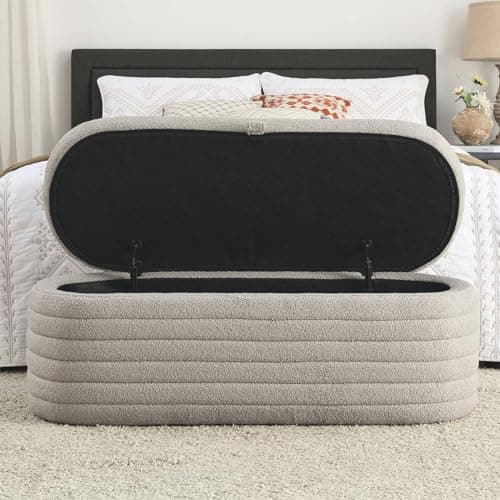 Modern Tufted Ottoman Storage Bench for Bedroom and Living Room - Grey
