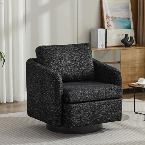 Beige 360° Swivel Chenille Arm Chair - Mid Century Modern Living Room Essentials
