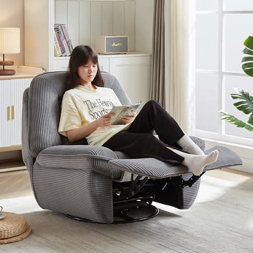 Swivel Rocking Recliner Chair for Adults in Grey