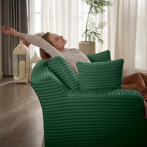 49.2" Full Foam Oversized Chaise Lounge Chair, Cozy Corduroy Upholstered Sleeper Sofa