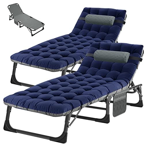 ABORON Heavy Duty Outdoor 5-Position Folding Lounge Chair with Pad