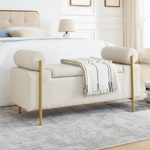 Storage Ottoman Bench with Gold Legs