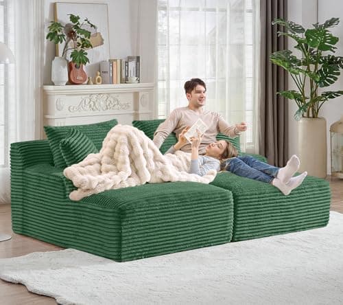 Beige Modern 50-inch Upholstered Chaise Lounge Sofa Bed with Throw Pillows and Armrests