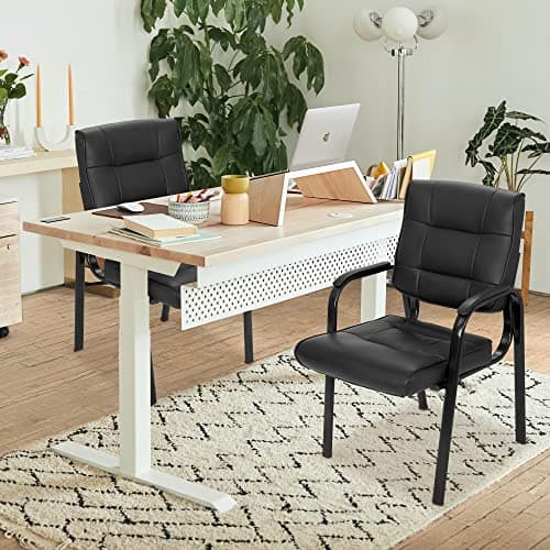 Bonded Leather Executive Guest Chair with Metal Frame for Home Office