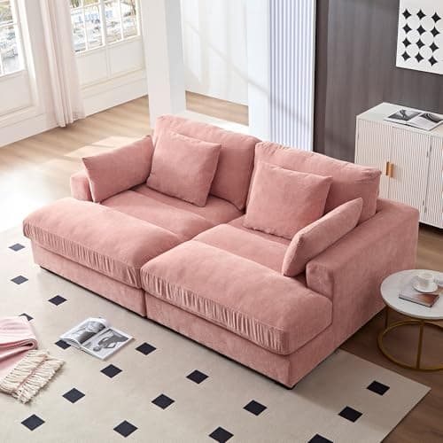 55" Oversized Indoor Chaise Lounge Sofa Bed with Tufted Seat & Detachable Pillows