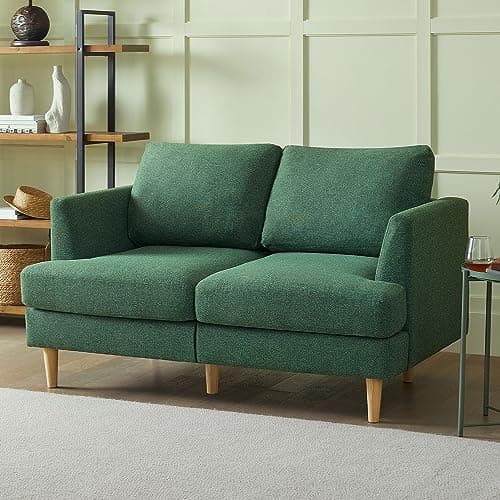 Mid Century Gray Upholstered 2-Seater Loveseat for Small Spaces