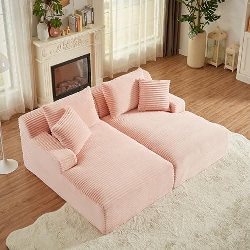 49.2" Full Foam Oversized Chaise Lounge Chair, Cozy Corduroy Upholstered Sleeper Sofa