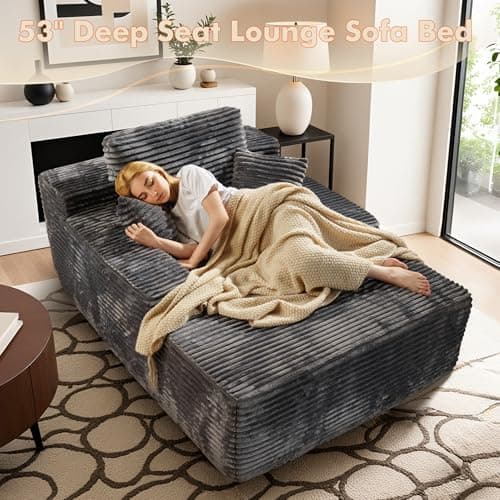 Weaxty Comfy Chaise Lounge Chair, 54" Deep, Grey