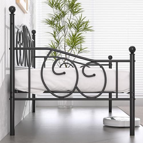Metal Daybed Frame with Classic Headboard, Twin Size, Black