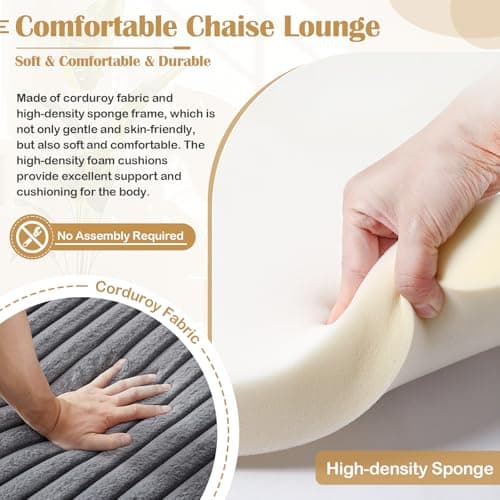 Oversized Chaise Lounge Chair Indoor for Living Room - Grey