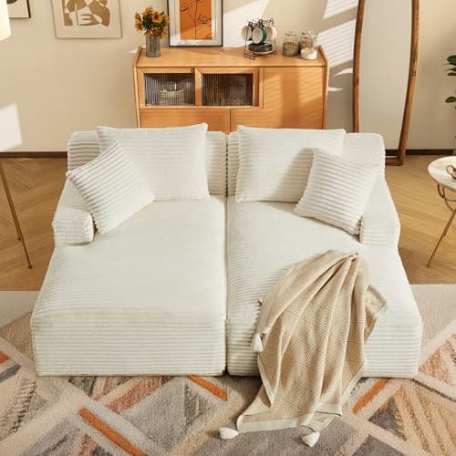 79" Dark Grey Corduroy Oversized Chaise Lounge Couch for Living Room