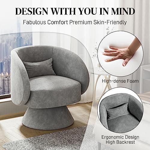 Set of 2 Swivel Barrel Chairs, Upholstered Cuddle Accent Sofa Chairs for Living Room
