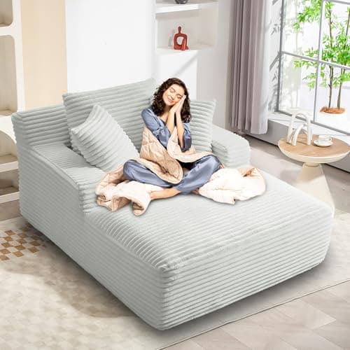 Oversized Recliner Sofa Bed, 50" Chaise Lounge Chair (Orange)