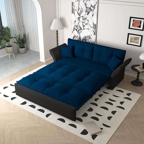Eafurn Queen Size 3-in-1 Pull Out Sofa Bed with Storage Velvet Couch
