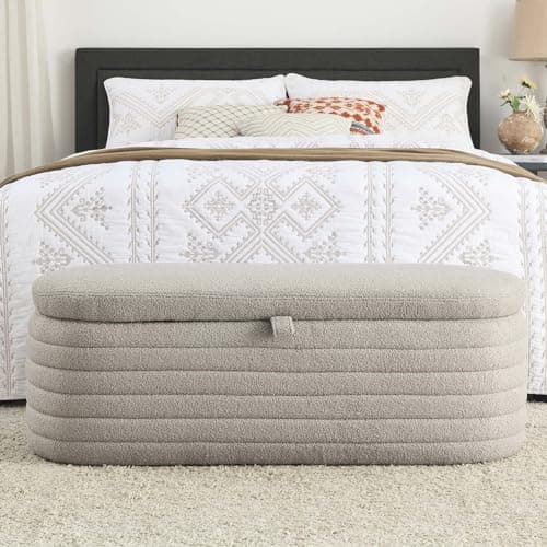 Modern Tufted Ottoman Storage Bench for Bedroom and Living Room - Grey