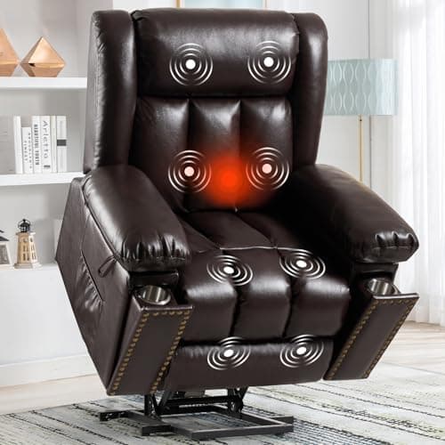 Grey Blue Electric Recliner Chair with Heat & Massage for Seniors