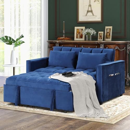 Modern Gray Convertible Sofa Bed with Multi-Functional Sleeper Couch, Pull Out Bed, and Chaise Lounge