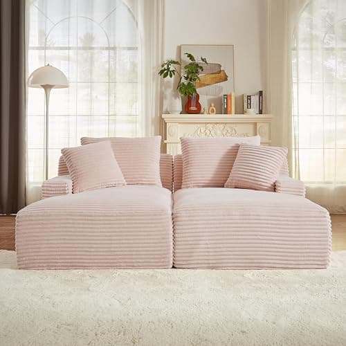8 Foot Oversized Boneless Chaise Lounge Sofa, Modern Compressed Corduroy Living Room Couch