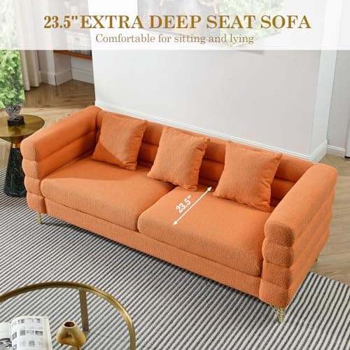 Oversize 2 Pieces Sofa Set, 81 Inch Comfy 3 Seater Sofa, Modern Futon Couch, Bouclé Teddy Cloud Sofa