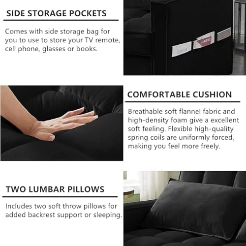 Convertible Sleeper Sofa Bed - No.1-Black