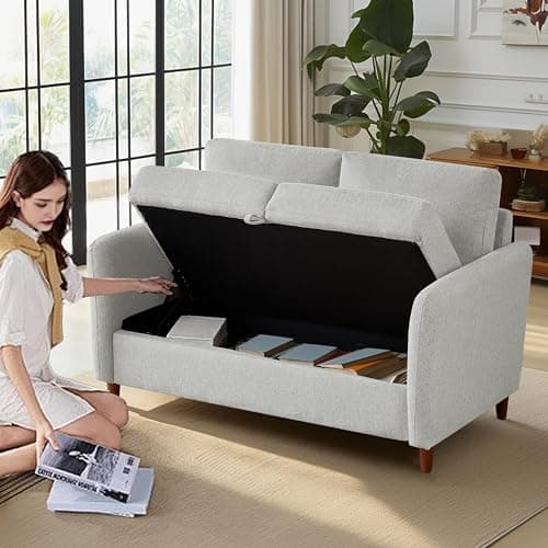 Light Gray 56.5" 2-Seater Loveseat with Storage