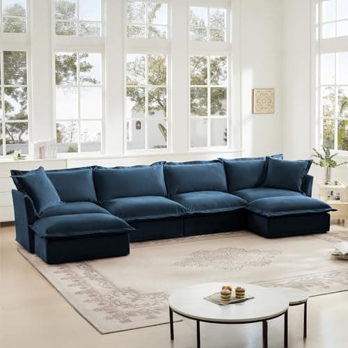 156" W Modern Chenille U-Shaped Sofa with Ottoman, Comfy 4-Seater for Living Room, Office