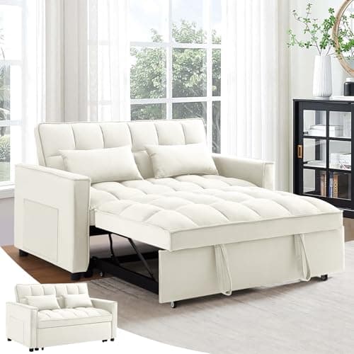 Antetek Modern Velvet 3-in-1 Sleeper Sofa Bed, Reclining Lounge Living Room Furniture, Black