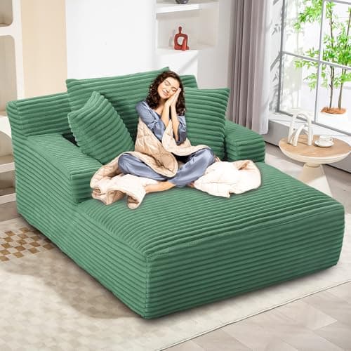 Comfy Oversized Chaise Lounge Chair for Indoor Use (Orange)