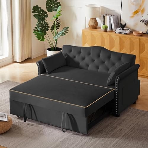65'' 3-in-1 Folding Convertible Sofa Bed, Grey