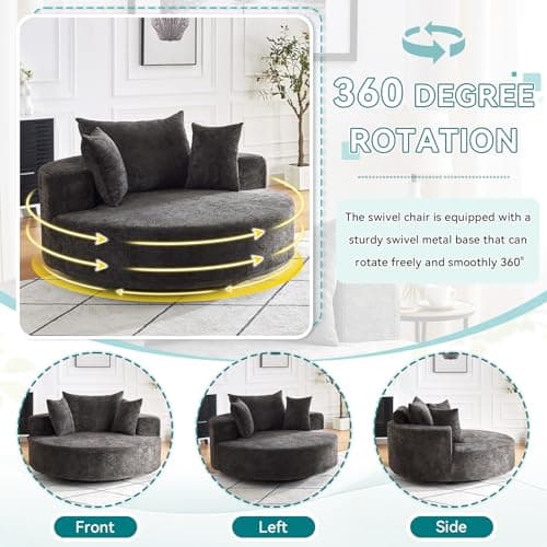 Oversized Swivel Accent Chair for Modern Living Rooms