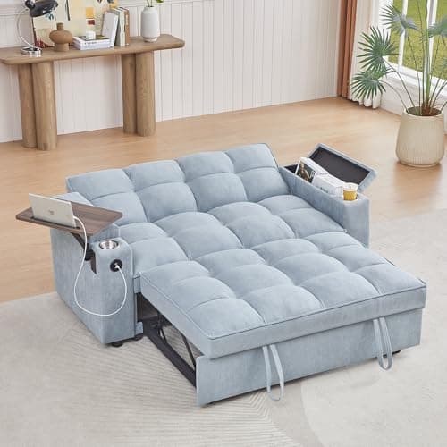 Modern Queen 3-in-1 Convertible Sleeper Couch Bed Velvet Daybed