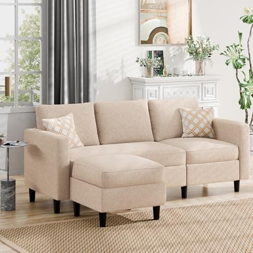 JAMFLY Convertible L-Shaped Sectional Sofa in Dark Grey for Small Spaces