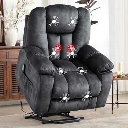 CANMOV Smoke Gray Power Lift Recliner with Massage, Heat, and Safety Mechanism