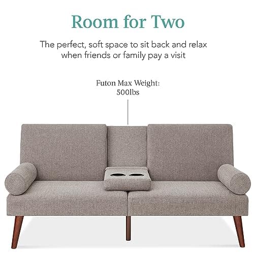 Best Choice Products Mid-Century Modern Convertible Futon Sofa Bed, Gray