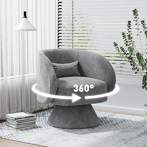 Set of 2 Swivel Barrel Chairs, Upholstered Cuddle Accent Sofa Chairs for Living Room