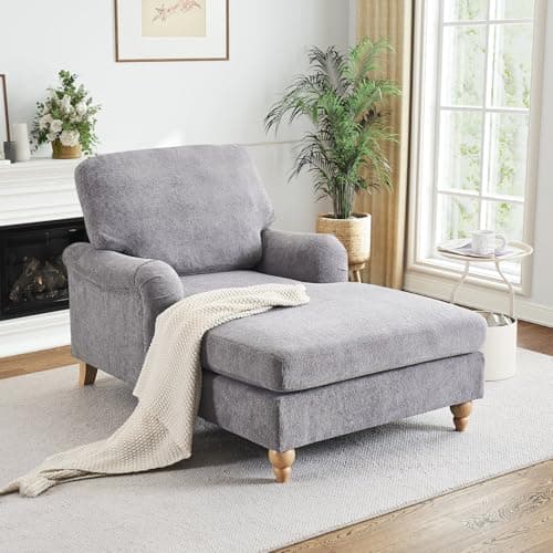 Modern Chaise Lounge Chair with Adjustable Backrest and Sleeper Bed Option for Indoor Use