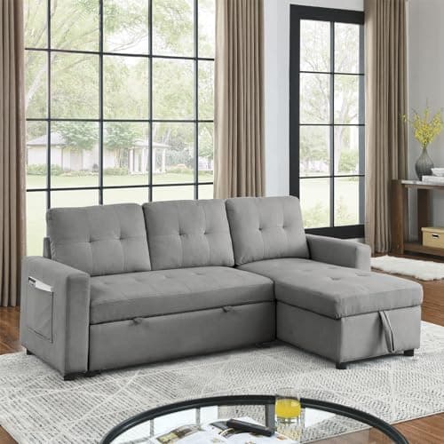 Modern Modular Sectional Sofa with Reversible Chaise, Convertible 3-Seat Couch, Comfy Upholstery in Grey