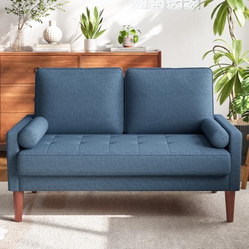 Vesgantti Mid Century Modern Love Seat Sofa, Grey, Easy Assembly