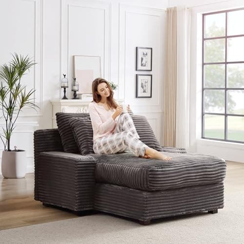 Oversized Corduroy Chaise Lounge Chair for Living Room or Bedroom