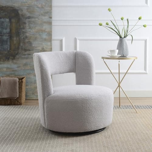 GDFStudio Cream Swivel Armless Chair for Living Room & Bedroom