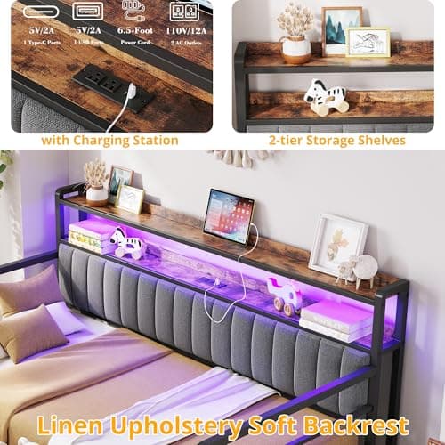 ANCTOR Twin Size Daybed with LED Lights & Charging Station