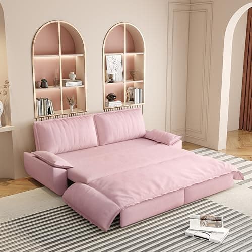 Eafurn Queen Size 3-in-1 Pull Out Sofa Bed with Storage Velvet Couch