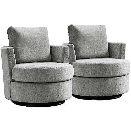 Swivel Barrel Chair for Living Room - Modern Beige Design