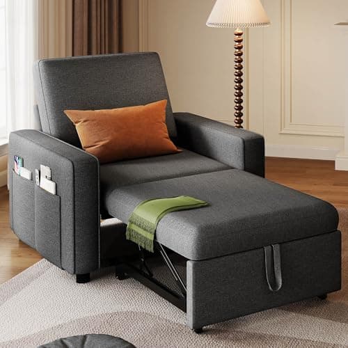 YITAHOME 3-in-1 Convertible Sofa Chair Bed, Grey