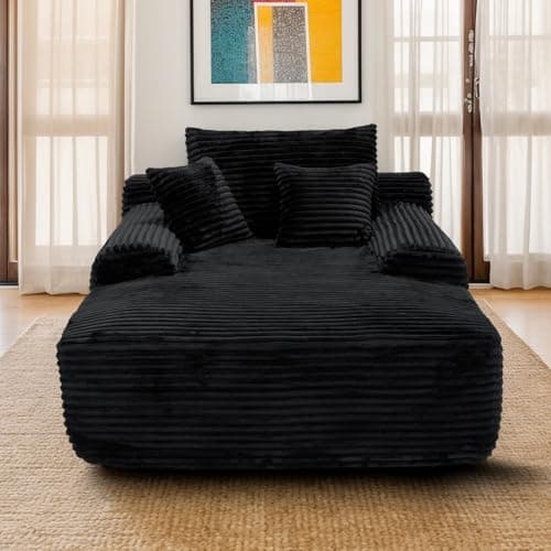 Oversized Boneless Chaise Lounge with 3 Pillows, 67" White Compression Sofa, Cloud Plush Couch