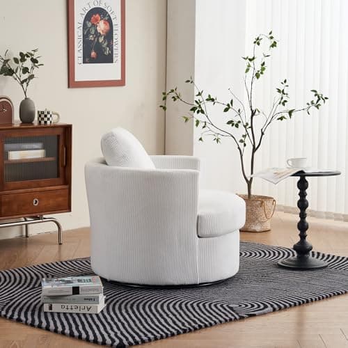 Beige 360 Swivel Corduroy Chair for Living Room, Nursery & Leisure