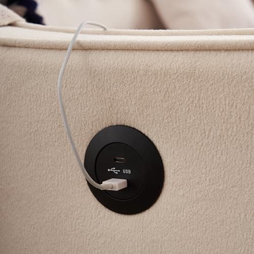 Beige Twin Size Daybed with Storage and USB Port
